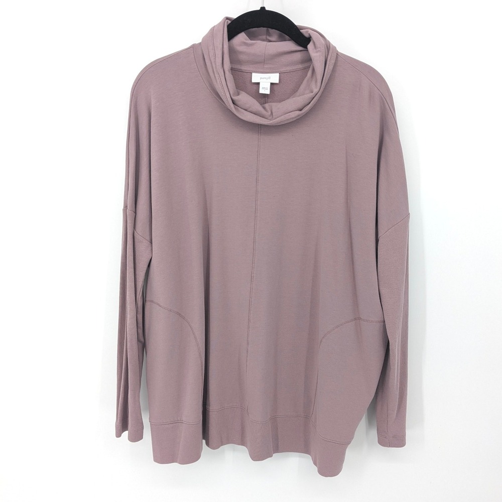 J Jill‎ Tunic Sweater Womens Large Purple Pima Cotton Pure Jill Cowl Neck Casual